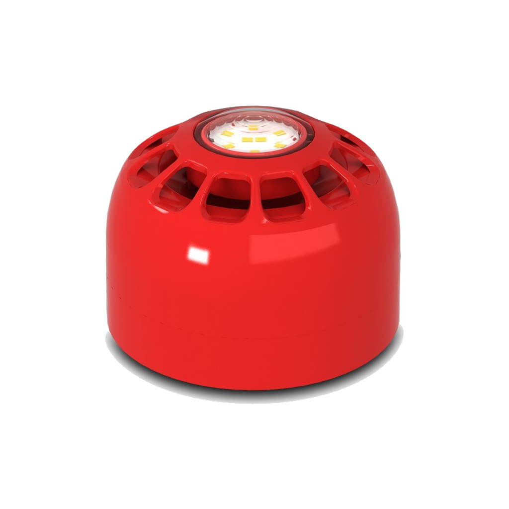[447-005] NUMENS - Sirena con luz estroboscópica convencional, rojo, 102 mm, 24 V, homologación EN, para interiores