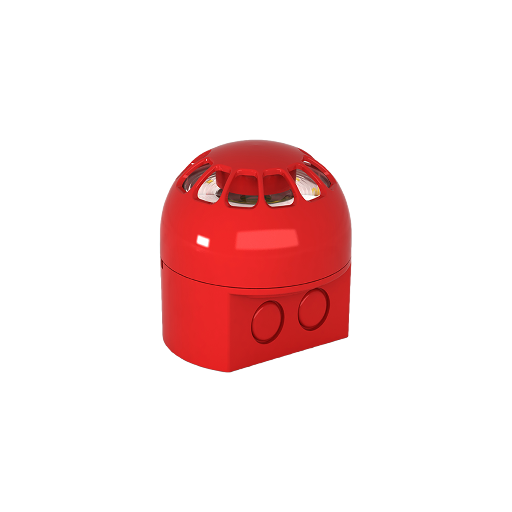 [642-005] NUMENS - Sirena con luz estroboscópica direccionable inalámbrica, rojo, 102 mm, 24 V, homologación EN